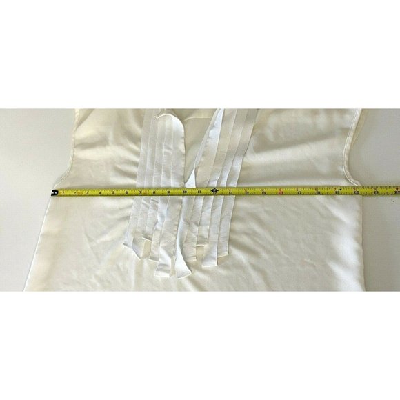 J Crew Sheer Ivory & White Sleeveless Career Blouse Ruffle Front Womens Size 2 - Picture 6 of 7
